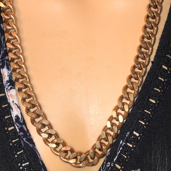♥️♥️♥️Vintage 333 8K Yellow Gold Filled Chunky Curb Chain Necklace 24” length - Picture 9 of 13